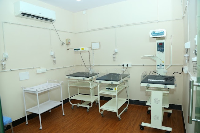 Hospital room with infant care equipment